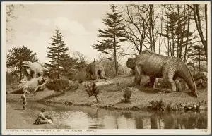 Dinosaur Prints: 1930s Dinosaur Models Print at Crystal Palace, Sydenham