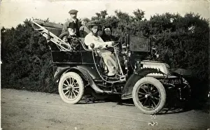 Prints of De Dion Bouton Vintage Car, Downton, Salisbury, Wiltshire, England. London North West registration. Date: 1909 Salisbury Prints: De Dion Bouton Vintage Car Print, Downton, Wiltshire, 1909