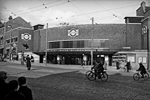 Directing traffic, Wood Green Underground station Directing traffic, Wood Green Underground station