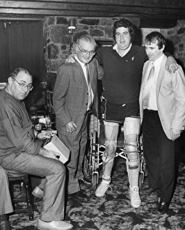 Disabled man wearing electronic walking aid Disabled man wearing electronic walking aid
