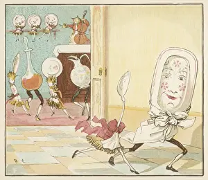 Hand Coloured Engravings UK Prints: Dish & Spoon / Hey Diddle