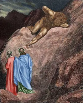 Divine Comedy Prints: Divine Comedy. Twelfth Canto of Hell. Dante and Virgil befor