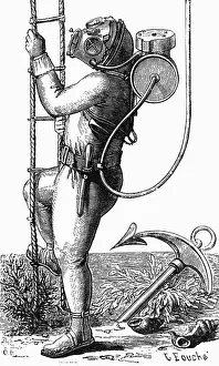 Vintage Diving Equipment Prints: Diving Suit Ca 1875