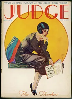 Doing the Crossword Print 1925 The Thinker Ponders