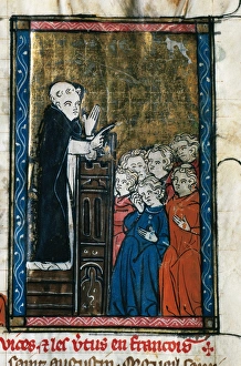 Dominican friar preaching. Miniature. Doctrine Chretienne. 1 Dominican friar preaching. Miniature. Doctrine Chretienne. 1