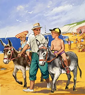 Donkey Rides On The Beach Prints: Donkey rides on the beach
