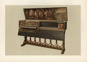 Double Keyboard Spinnet or Virginal Print, circa 1580