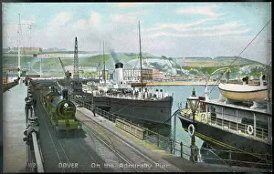 Vintage Steam Train Images Prints: Dover Harbour Postcard