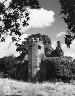 Prints of The Tower of the old Dower House, a ruined lodge in Fawsley Park, Fawsley, Northamptonshire, England. Date: 17th century Northamptonshire Prints: 17th Century Fawsley Park Print - Dower House Tower