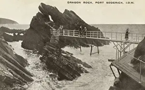 Prints of Dragon Rock - Port Soderick - Isle of Man. Date: circa 1910s Isle Of Man Prints: Dragon Rock - Port Soderick, Isle of Man Print circa 1910s