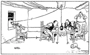 Drawing the cork, illustration by William Heath Robinson Drawing the cork, illustration by William Heath Robinson