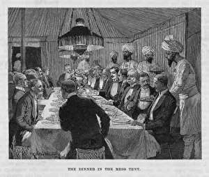 Formal British Officers in Mess Tent Evening Dress Print