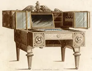 Print of an 1826 Cabinet Dressing Case