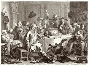 William Hogarth Prints: A Midnight Modern Conversation: Drunken Party Print
