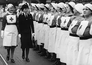 Duchess Of Gloucester Prints: The Duchess of Gloucester inspecting nurses