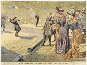 Vintage Military Illustration Prints: Duel Russian Generals