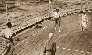 Duke and Duchess of York play Deck Tennis - HMS Renown Duke and Duchess of York play Deck Tennis - HMS Renown