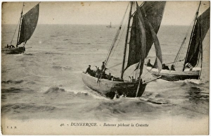 Dunkirk, France - boats fishing for shrimps Dunkirk, France - boats fishing for shrimps