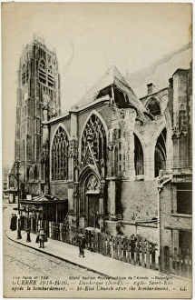 Dunkirk, France - exterior of Saint Eloi Church, WW1 Dunkirk, France - exterior of Saint Eloi Church, WW1