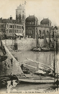 Dunkirk, France - fisherman and boats in harbour Dunkirk, France - fisherman and boats in harbour
