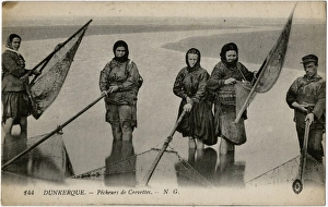 Dunkirk, France - fishing for shrimps Dunkirk, France - fishing for shrimps