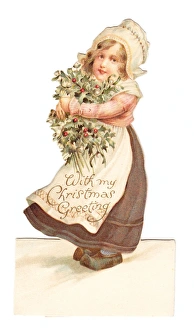 Dutch girl on a cutout Christmas card Dutch girl on a cutout Christmas card