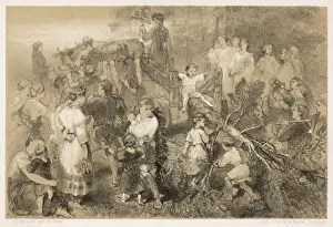 Prints of Oxen drag the maypole, Netherlands Cultural Festivals And Tradition Prints: Dutch Maypole Print