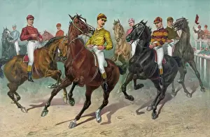 Antique Equestrian Art Prints: Eager for the race
