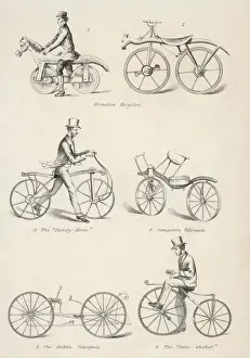 Cycling Prints: Early Bicycles Print: 1793 Celerifere Variations and Early Models