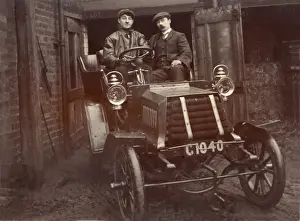 Historical Motoring Scene Prints: Very early car