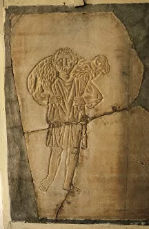 Tunis Collection: Early Christian art. The Good Shepherd. Relief. 4th century