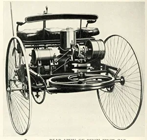 Early Motor Cars - Rear view of Benz's first car Early Motor Cars - Rear view of Benz's first car