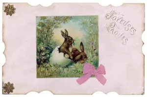 Easter Prints: Easter Bunnies Hatching from Eggs Print