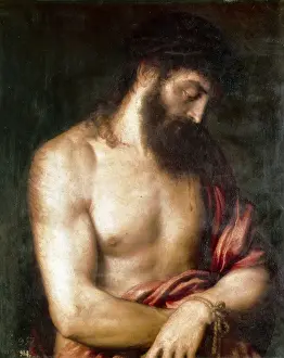 Prints of Tiziano Vecello, also called Titian (1490-1576). Ecce Homo. Jesus Christ presented scourged and bound. Renaissance art. Cinquecento. Oil on canvas Titian Prints: Ecce Homo Print by Titian, 1570s