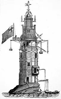 1698 Eddystone Lighthouse Engraving Print
