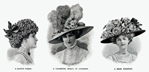 Edwardian hats using floral decorations 1909 Edwardian hats using floral decorations 1909