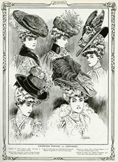 Edwardian slanted cartwheel hats 1905 Edwardian slanted cartwheel hats 1905