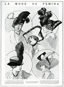 Edwardian women in tricorne and bicorne hats 1912 Edwardian women in tricorne and bicorne hats 1912