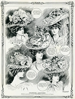 Edwardian women wearing large hats with trimmings 1906 Edwardian women wearing large hats with trimmings 1906