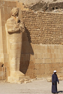 Egypt. Egyptian man in the Hatshepsuts Temple. Deir el-Baha Egypt. Egyptian man in the Hatshepsuts Temple. Deir el-Baha