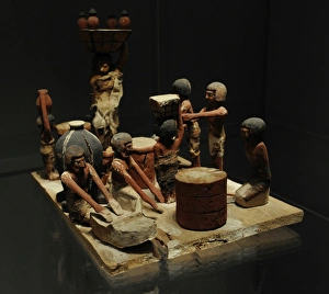 Egyptian Art. Baking, brewing and butchery scene. Tomb of Wa Egyptian Art. Baking, brewing and butchery scene. Tomb of Wa