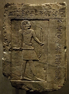 Egyptian Art. Funerary Stela of the Bowman Semin. First In Egyptian Art. Funerary Stela of the Bowman Semin. First In