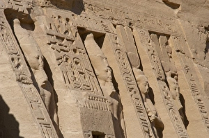 Egyptian art. Temple of Hathor or Small Temple. Facade depic Egyptian art. Temple of Hathor or Small Temple. Facade depic