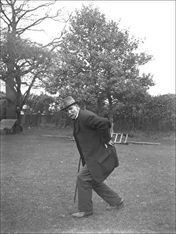 Edwardian Era Photographs Prints: Elderly man on a lawn in Devon