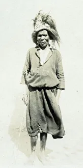 Elderly South African man in elaborate headdress Elderly South African man in elaborate headdress