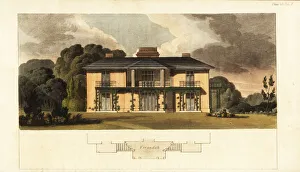 Elevation of a hunting lodge and plan of a verandah Elevation of a hunting lodge and plan of a verandah