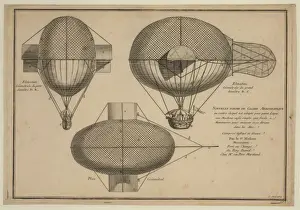 Aeronautics History Prints: Elevations and plan of balloon