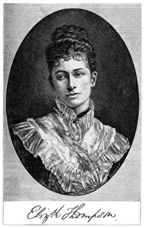Prints of ELIZABETH THOMPSON (lady Butler) artist famed for her military scenes such as The Roll Call (Crimea War) and Scotland for ever (Waterloo). Date: 1846 - 1933 Painting Prints: Elizabeth Thompson Print - Military Artist 1846-1933