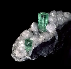 Green Gemstones Prints: Emerald on calcite