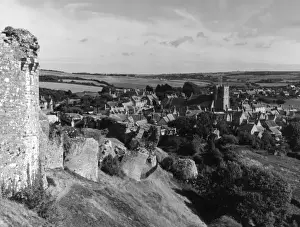 Corfe Castle Print, Dorset, England 1950s